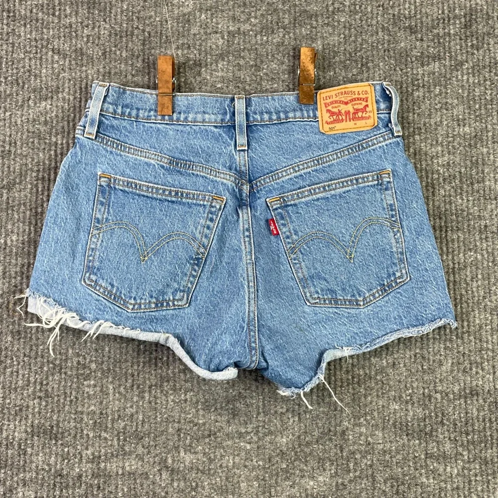 Levi's 501 Original Cut Off Shorts Womens 29 Blue Denim High Rise Button Fly